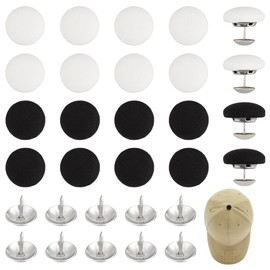 PH PandaHall 20 Sets Baseball Cap Button 2 Colors Cloth Covered Buttons 19mm Top Replacement Hat Button Black Fabric Covered Button White Round Buttons for Hat Jeans Replacement Repair Clothing Sewing