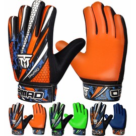 TOPMAD Goalkeeper Gloves for Kids Boys Youth, Soccer Goalie Gloves Kids with Double Wrist Support, Strong Grip Double Padded Palm football gloves boys (Orange, Size 3 suitable for 5 to 6 years Old)