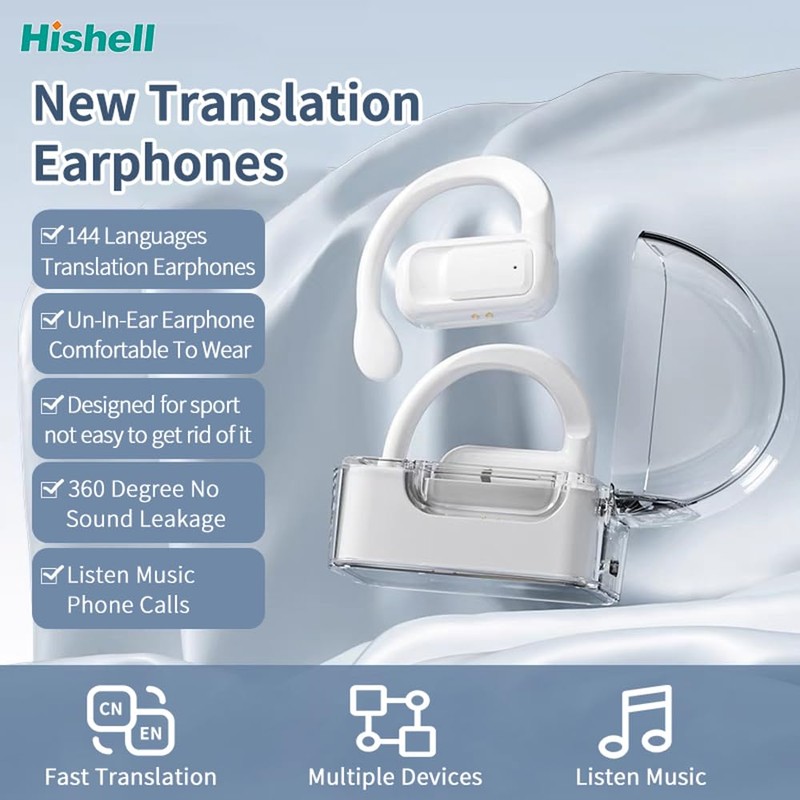 HISHELL Open Headphones with Voice Translator, Real Time Translator Device,