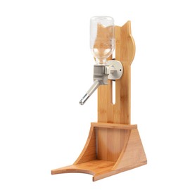 Hamster Water Bottle Stand Pet Standing Water Dispenser, Hanging Wood Waterer Rack Water Fountain Frame without Water Dispenser for Pet Dog Cat Wooden Water Bottle Stand