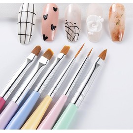 GEMBITYFUL Nail Art Brushes 6Pcs - Painting, Liner, Dotting Pens for Salon