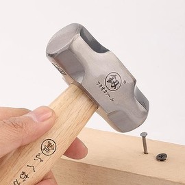 Martillo octogonal de madera maciza de mango corto, pulido y textura única, cabeza de acero de alto carbono, tamaño de 1 libra                        