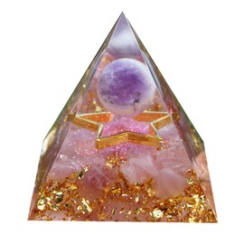 Besorgone Besorgone Handmade Orgonite Pyramid for Positive Energy Amethyst Sphere Ball Orgone Pyramide Collection with Rose Quartz Crystal Healing Stones Attract Wealth Luck Meditation Tool