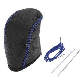 HOPESPANNER Gear Shift Knob Cover for Dodge Journey 2011-2020 Anti-Slip Pebbled Black Blue Stick Shifting Handle Protector Faux Leather 1 Pc
