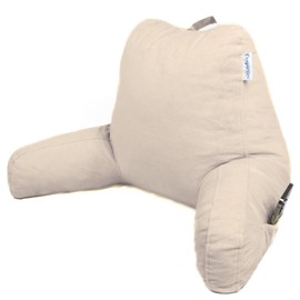 ComfortSpa Reading Pillow for Bed Adult Size, Back Rest Pillow with Arms, Pockets, Washable Cover; Use as Back Pillow for Bed Sitting Up for Bedrest or Relief from GERD Heartburn (Standard Cream)