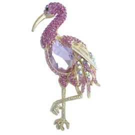 Sindary Art Style 3.94" Animal Flamingo Brooch Pin Austrian Crystal Pendant BZ6620 (Gold-Tone Pink)