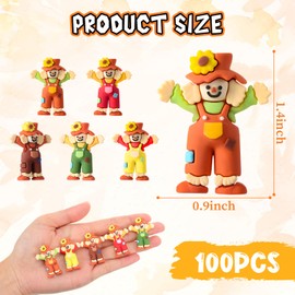 Beeveer 100 Pcs Fall Scarecrows Mini Figurines Thanksgiving Rubber Scarecrow Figurines Tiny Autumn Statue for Hide and Seek Thanksgiving Gifts Garden Indoor Fall Party Decoration