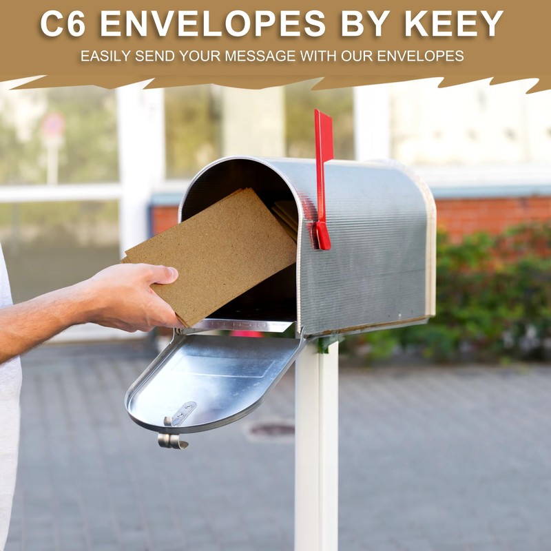 100 Envelopes C6 Kraft Paper 114 x 162 mm without