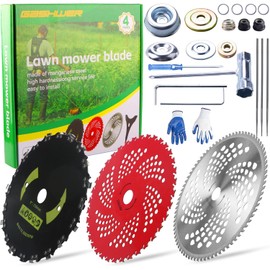 9" x 36 Teeth Carbide Tipped Blades & 9" x20T Carbon Steel Round Chainsaw Tooth Blades & 10" x 80T Brush Cutter Trimmer Blades with Adapter Kit