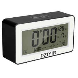 DZIYIR Bedroom Digital Battery-Powered Clock with 3 Sets of 5-Minute Snooze Alarms, Night Backlight, Suitable for Desktop, Bedside, Travel, and Office (Black).