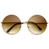 zeroUV Super Large Oversized Metal Round Circle Sunglasses (Gold/Amber)