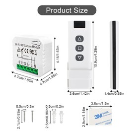 Colexy Roller Shutter Switch Module, Wireless Roller Shutter Control Retrofit Set, Smart Roller Shutter Switch, Consists of RF Remote Control + Receiver Module, for Roller Shutters, Blinds, Awnings,