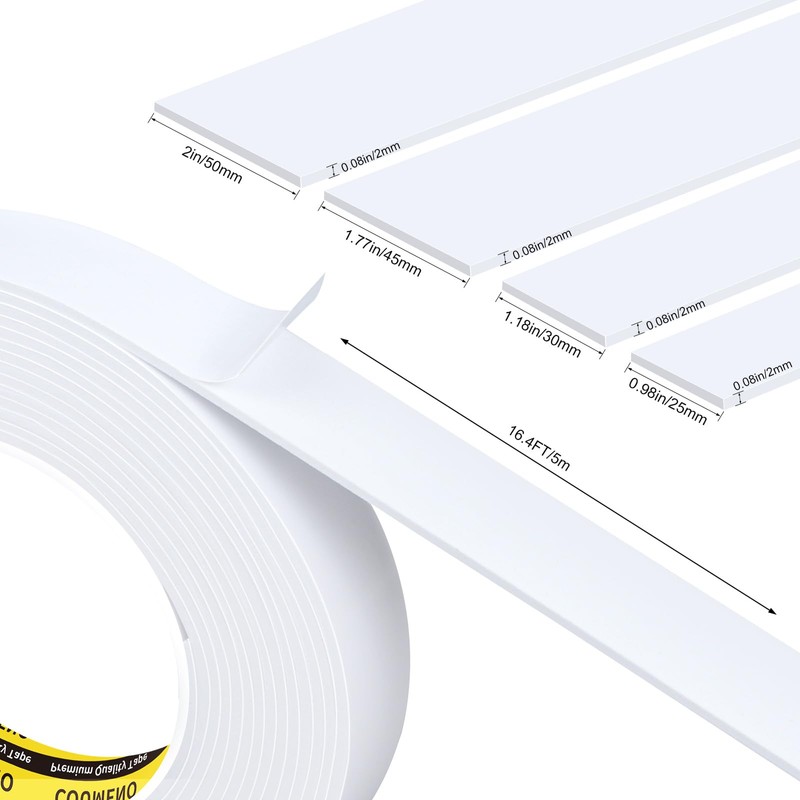 COUMENO EVA Single-Sided Adhesive White Foam Tape, Single-Sided Sealing Strip