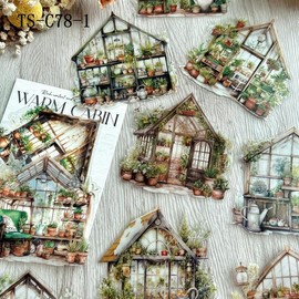 Vintage Castle & Book Pattern Decorative Sticker, 10pcs/pack Scrapbooking & Journal Making Material Paper, DIY Decorative Sticker for Christmas Gift:_TS-C78-2_10pcs/set