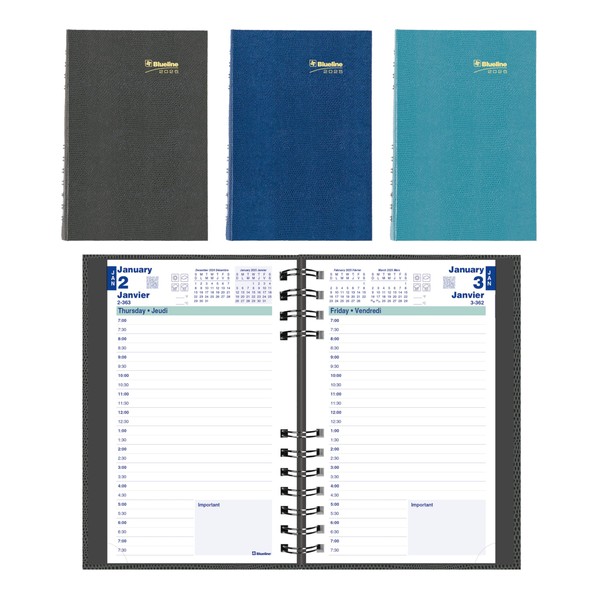 Blueline® 2025 CoilPro™ Daily Planner, Appointment Book, 12 Months, January