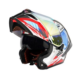 Orthrus Modular LED Full Face Motorcycle Helmet - DOT Approved Flip-Up Dual Visor Sun Shield & Bluetooth Ready for Adults Men Women - Street Bike/Motocross (Colorful, M)