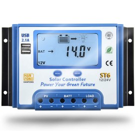 60A Solar Charge Controller 12V/24V Automatic Voltage Recognition Solar Panel Charging Discharge Regulator with Dual 5V USB Output Backlight LCD Display