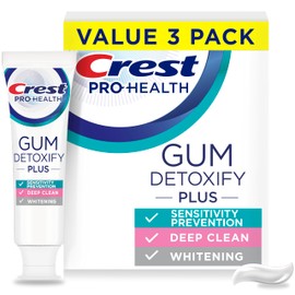 Crest Pro-Health Gum Detoxify Plus Toothpaste 4.5 oz Pack of 3 - Antibacterial Fluoride Toothpaste, Sensitivity Protection, Whitens Teeth, Anticavity, Plaque Control
