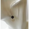 Earrings Elips Gemstone Black Tourmaline Silver-Plated
