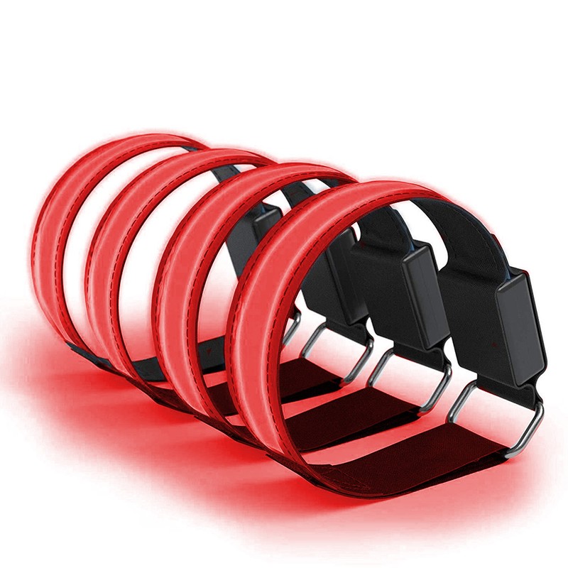 4pcs Luminous Arm Bands USB Reflective Band Bracelets for Outdoor