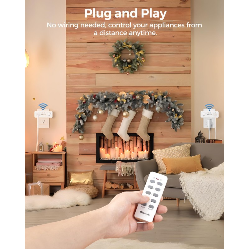 Remote Control Outlet with 4 Independent Control Sockets, WILAWELS Wireless