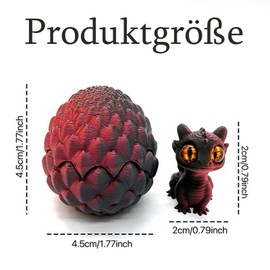4 Stück Drachenei mit Drache, Drachen Ei, 3D Drachen, 3D Drache, Dracheneier, 3D Drachen Spielzeug, Dekoration für Kinderzimmer und Wohnzimmer, 4.5 cm X 4.2 cm Größe, Kinder