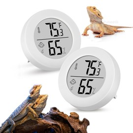 Thlevel Reptile Tank Accessories, 2 Pack Bearded Dragon Tank Thermometer Humidity Gauge for Leopard Gecko, Jumping Spider, Snake, Gecko, Ball Python, Lizard