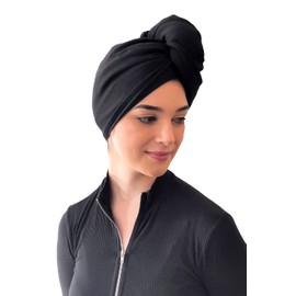 Elizabeth Roberts Hair Towel Wrap Anti Frizz 100% Cotton Double Layered T-Shirt Material Black