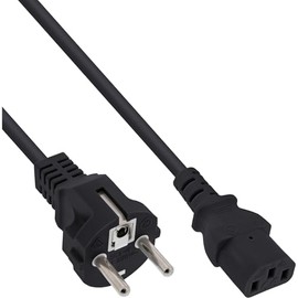 InLine 16651N Power Cable, Earthing Contact Straight to IEC Plug C13, 0.22 m, Black