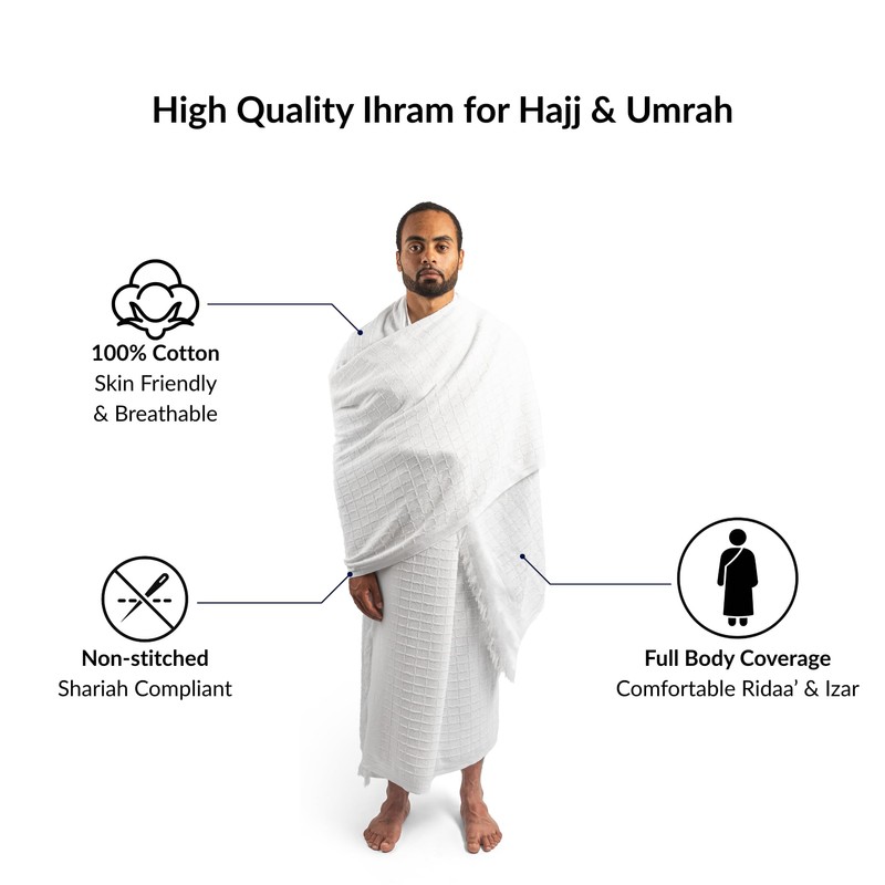 vereeo Premium Men's Ihram Set for Hajj & Umrah -