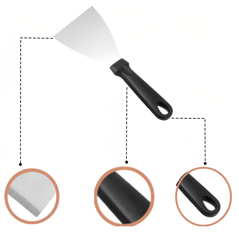 Naisfei 2 Pcs Griddle Scraper, Stainless Steel Triangular Spatula, Food