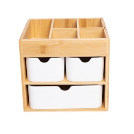 Ninebendstreams Small Bamboo Makeup Organizer（5.7" D x 8" W x 7.5" H）