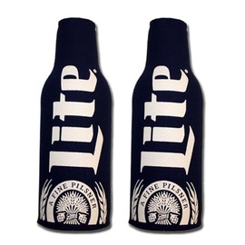 Miller Lite Zippered Beer Bottle Suit Holder Cooler Kaddy Huggie Coolie Set of 2