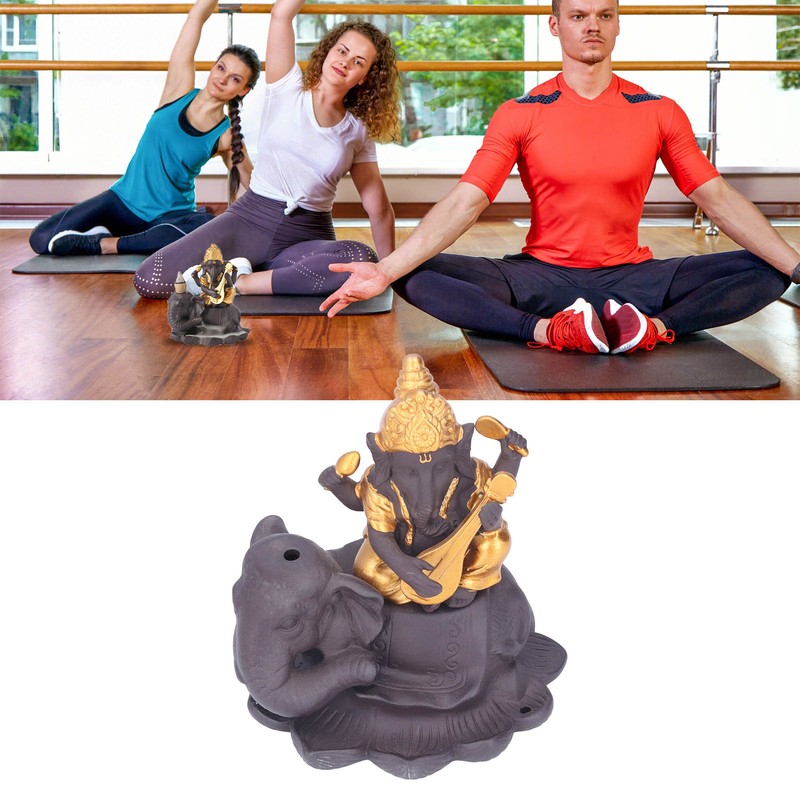 Backflow Incense Burner Pipa Elephant Purple Sands Gold Drawing Portable