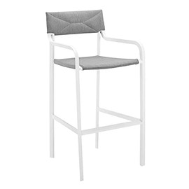 Modway EEI-3574-WHI-GRY Raleigh Outdoor Patio Aluminum Stackable Dining Bar Stool (Fully Assembled), White Gray