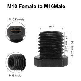 sourcing map 2pcs M10 Female to M16 Male Adapter Polisher Adaptor Connecting Rotary Tool Attachment Thread Adapter Conversion Tool for Diamond Core Bit Polishing Pad Wheel, Black