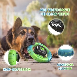 Dog Toys for Aggressive Chewers Large Medium Breed, Indestructible Squeaky Dog Chew Toys, Tough Nylon Rubber Interactive Dog Toys to Keep Them Busy