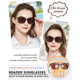 MARE AZZURO Reader Sunglasses Women UV Protection Outdoor Reading Glasses 1.0 1.25 1.5 1.75 2.0 2.25 2.5 2.75 3.0 3.5 4.0 (Brown/brown lens, 175)