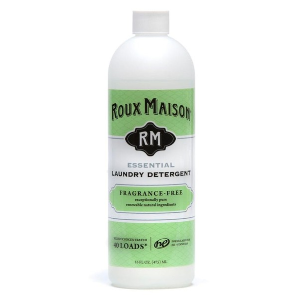 Roux Maison All Natural HE Liquid Laundry Detergent, Odor Eliminator & Non-Toxic Stain Remover, 16oz, Essential, Fragrance Free