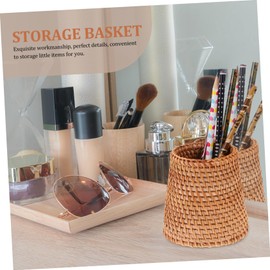 KICHOUSE 1pc Hand Woven Pen Holder Compact Desktop Organizer for Home Office School Use Stylish Storage Basket Wood Woven Design for Various Pens and Sundries