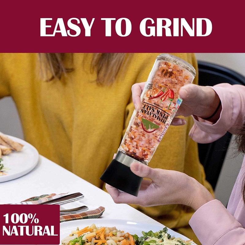 Himalayan Chef Pink Salt with Chipotle, Tall Glass Grinder, 10.58
