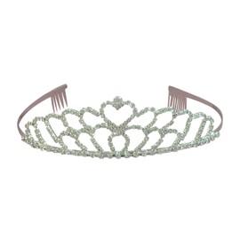 Shop Ginger Wedding Double Heart Bridal Tiara Crystals Rhinestones Sweet 16 T1070 Silver