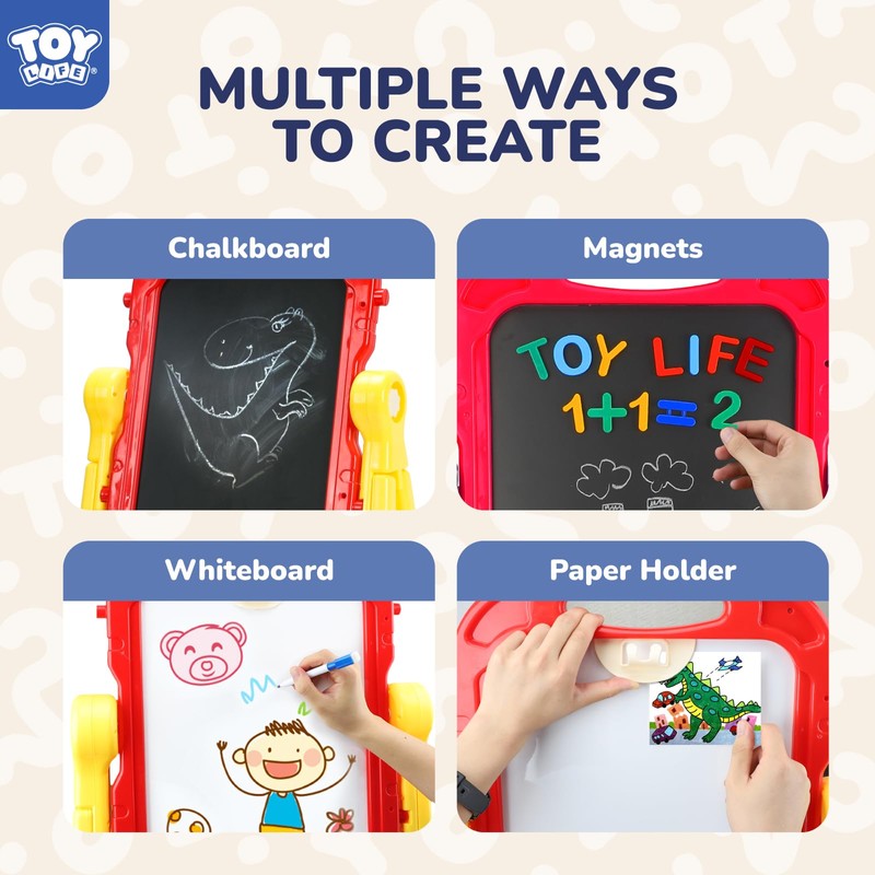 STEAM Life Large Art Easel for Kids, Double-Sided 4In1 Toddler