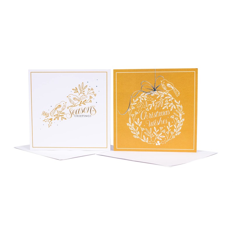 Tom Smith - Premium square Christmas cards, multi-pack, white &