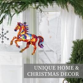 Horse Acrylic Suncatcher Ornaments with Story Card, Horse Gifts for Women, Equestrian Gifts for Just Girls Who Love Horses, Spirit Horses Christmas Ornament for Tree Decorations