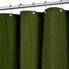 Tititex Olive Dark Green Crumpled Shower Curtain, Textured Heavy Duty