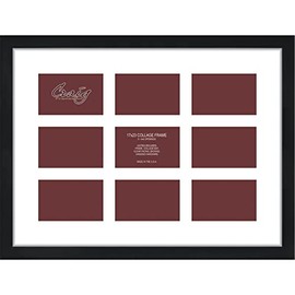 Craig Frames Contemporary, 17x23 Black Picture Frame with White Collage Mat, 9 Openings for 4x6 Prints