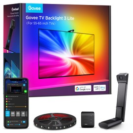 Govee Govee TV Hintergrundbeleuchtung 3 Lite mit Fish-Eye Korrektur Funktion, Sync fr 55-65 Zoll TVs, 3,6M RGBICW WiFi TV LED Strip mit Kamera, 4 Farben in 1 Lampenperle, Sprach- & APP-Steuerung