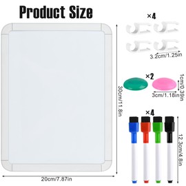BVOPLME Magnetic Dry Erase Board, 8 x 12 Inches Double Sided Small Dry Erase Whiteboard with 4 Magnetic Dry Erase Markers, Assorted Colors, Portable Magnetic Whiteboard for Fridge, Locker, Students