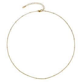 Mecool Small Link Paperclip Necklace Titanium Copper Chain Necklace Adjustable Chain Necklace for Women Gold, Stainless Steel